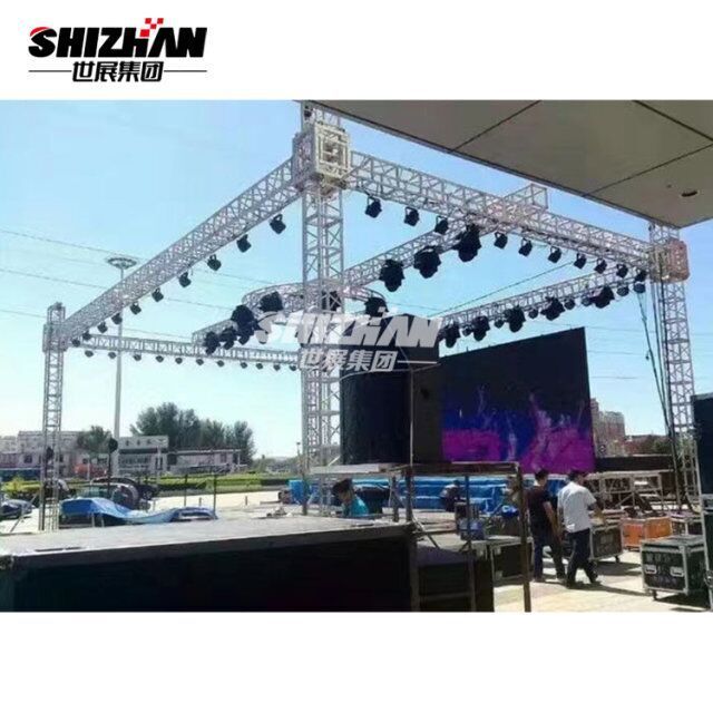 Aluminium alloy shelf, truss plate plate stage background.