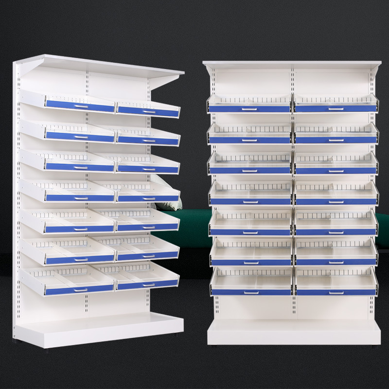 钢制1.2米单面双排药品架医院药房药品摆放架5层6层7层抽拉式药柜