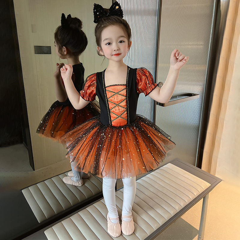 Children's dance practice girls' ballet dress girls' short-sleeve dance dress for the summer of spring