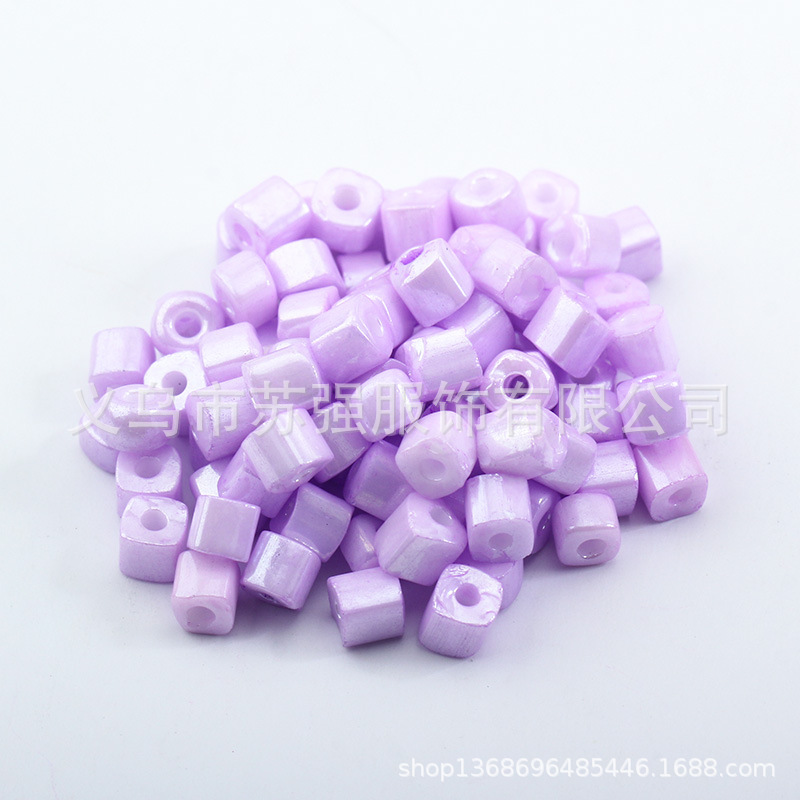 Cross-border blast card 4 glass rice beads, quadrilateral beads, diy fittings, 4*4-coloured varnished beads.