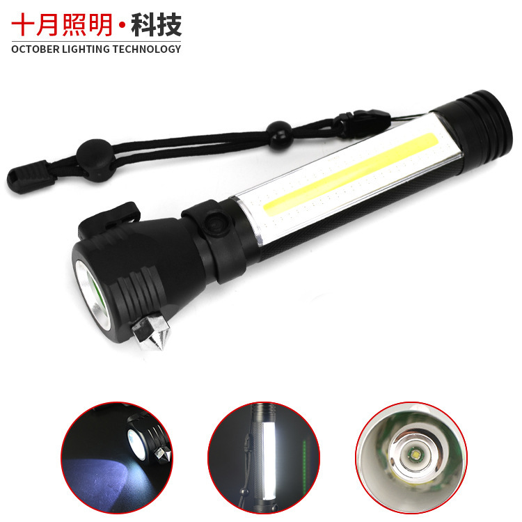 Safety hammer flashlight, USB charge flashlight, car multipurpose flashlight, solar safety hammer flashlight.