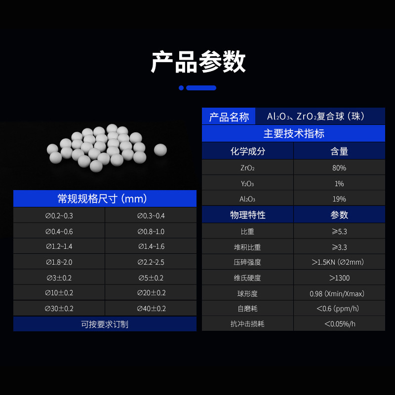 陶瓷锆铝复合球珠 80锆球0.3~30mm电池隔膜油漆 研磨锆珠可定