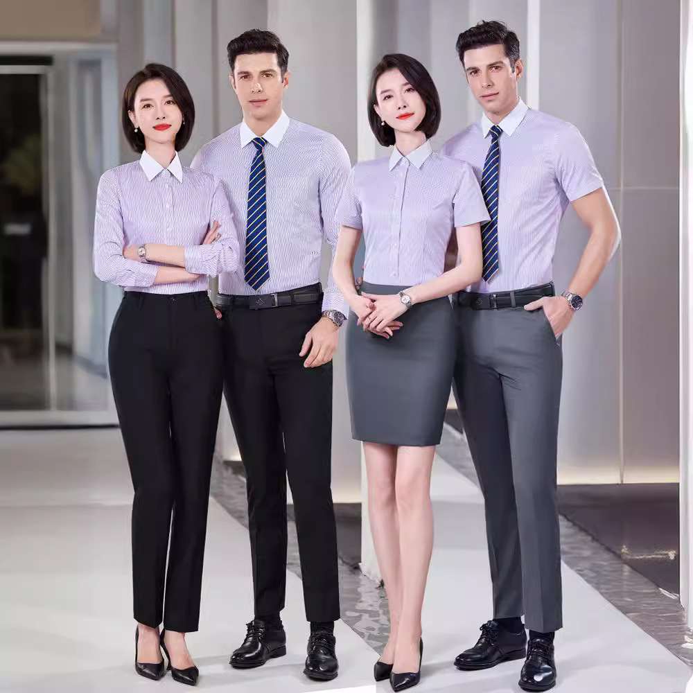 White-collar work suit for female short-sleeved business workers with male and female professional shirts