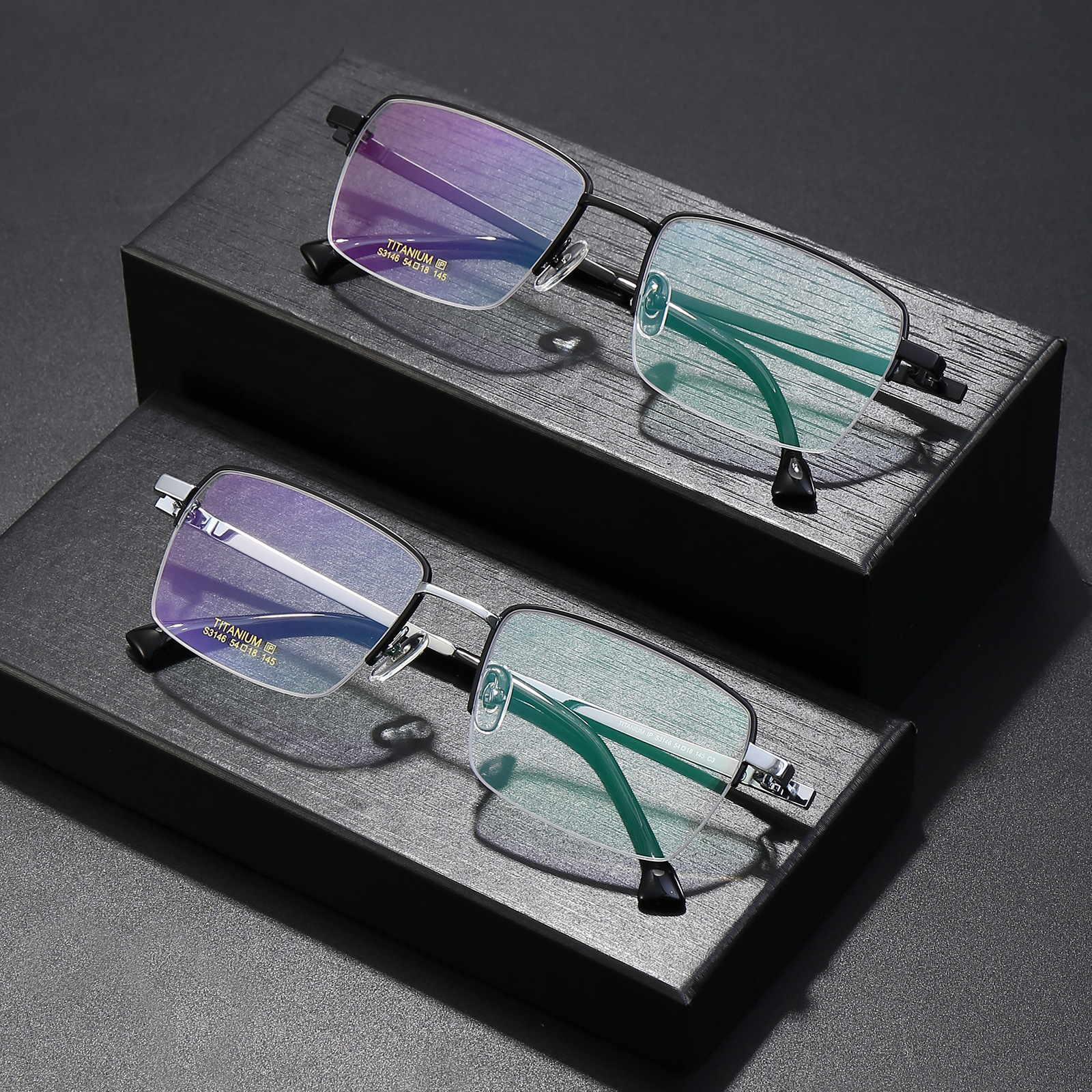 Super light glasses, commercial titanium, 3146 suspension square optical glasses, half-frame glasses.