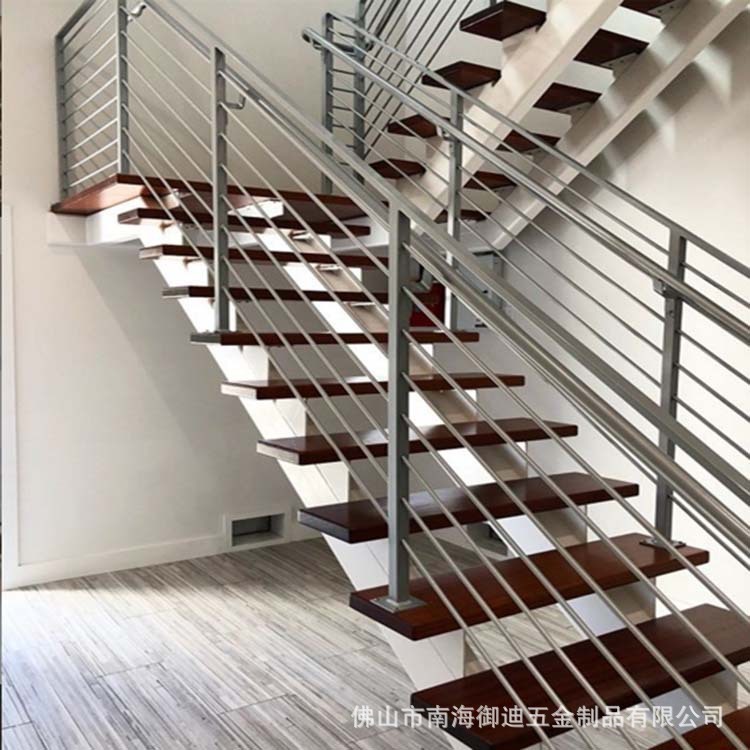 御迪钢木双跑方管楼梯 别墅复式楼家居办公室工程装修用爬梯