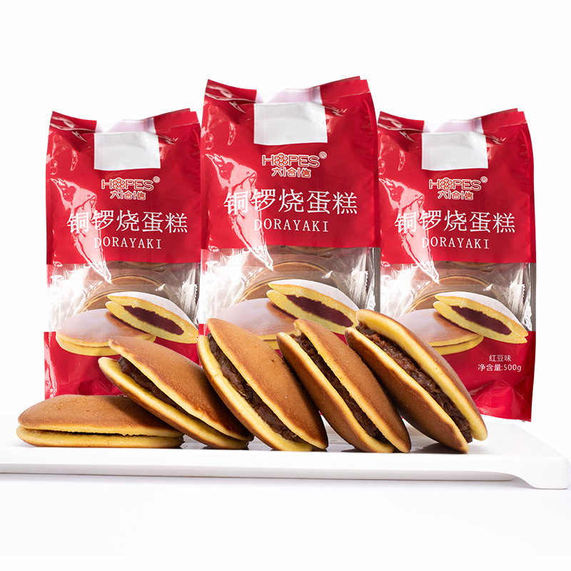 Six letters of copper-cooked cakes, leisure-cake snacks, red bean-flavored copper-boiled, 500 g of office snacks.