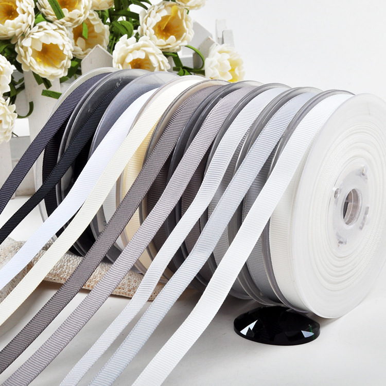 Yao Myung's band, pure coloured silk ribbons, clothing snails, black and white, 6mm 100 yards/roll.