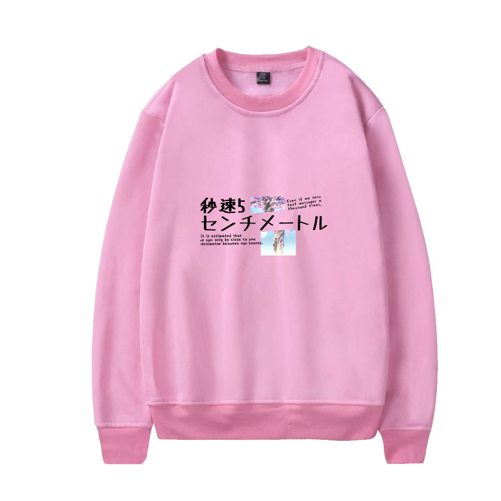 秒速五厘米 亚马逊新品 卫衣女春秋季休闲韩版宽松红色圆领Hoodie