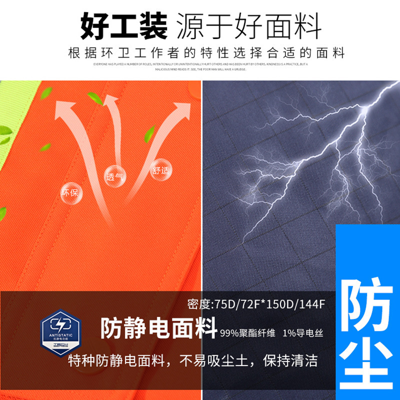 海源依尚冬季工作服套装加绒加厚环卫工人园林施工防尘防静电棉服