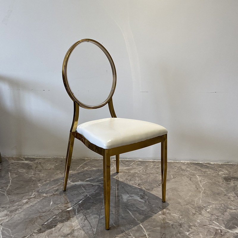 The factory directly sells the hotel dining room chair, rounded with a gold-coloured iron plating chair.