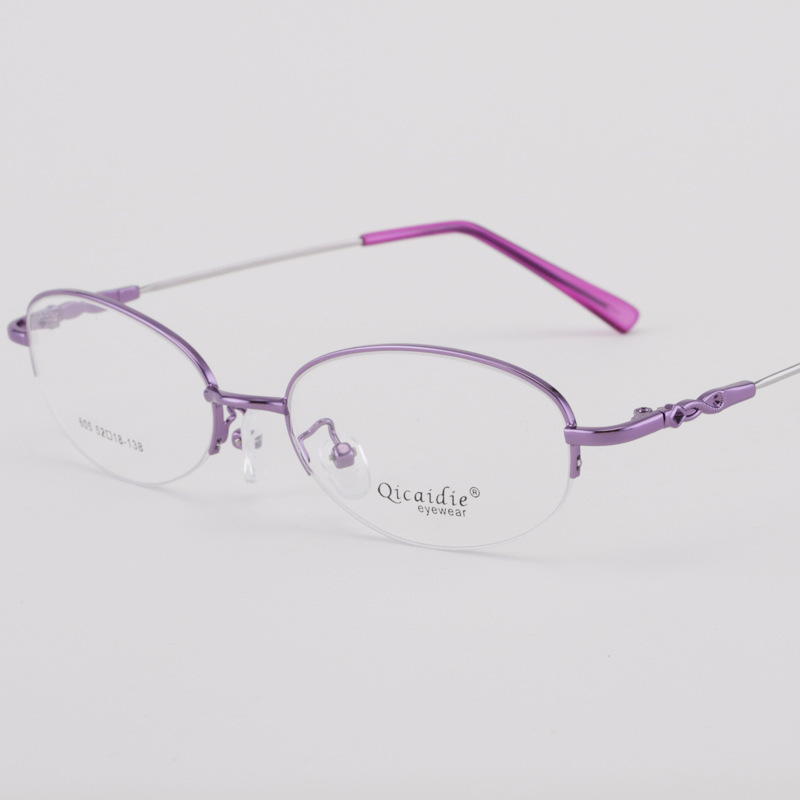 Ladies' elegance glasses, metal memory semi-arranged glasses, ellipses with the old flower's close-sighted blue-light lens.