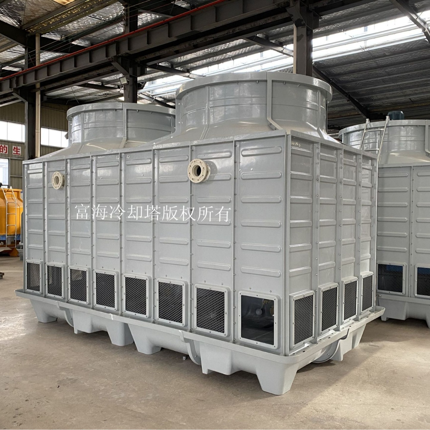 Customized square cooling towers, trans-flowing cold water towers, cooling water towers, glass steel cooling towers.