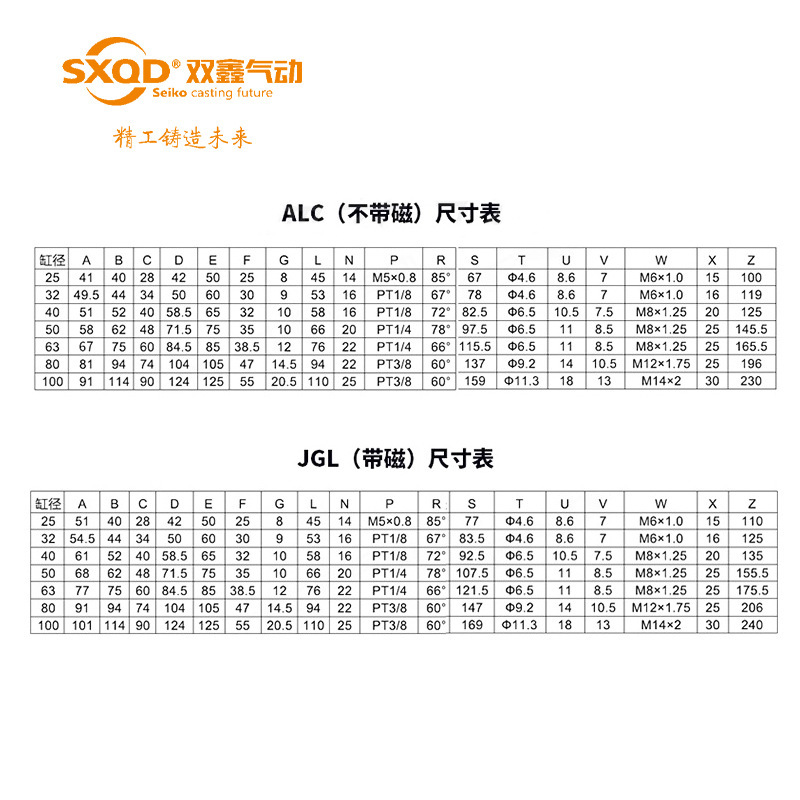 ALC杠杆气缸系列 ALC/JGL  25-5/10/15/20/25/30/35 双鑫气动