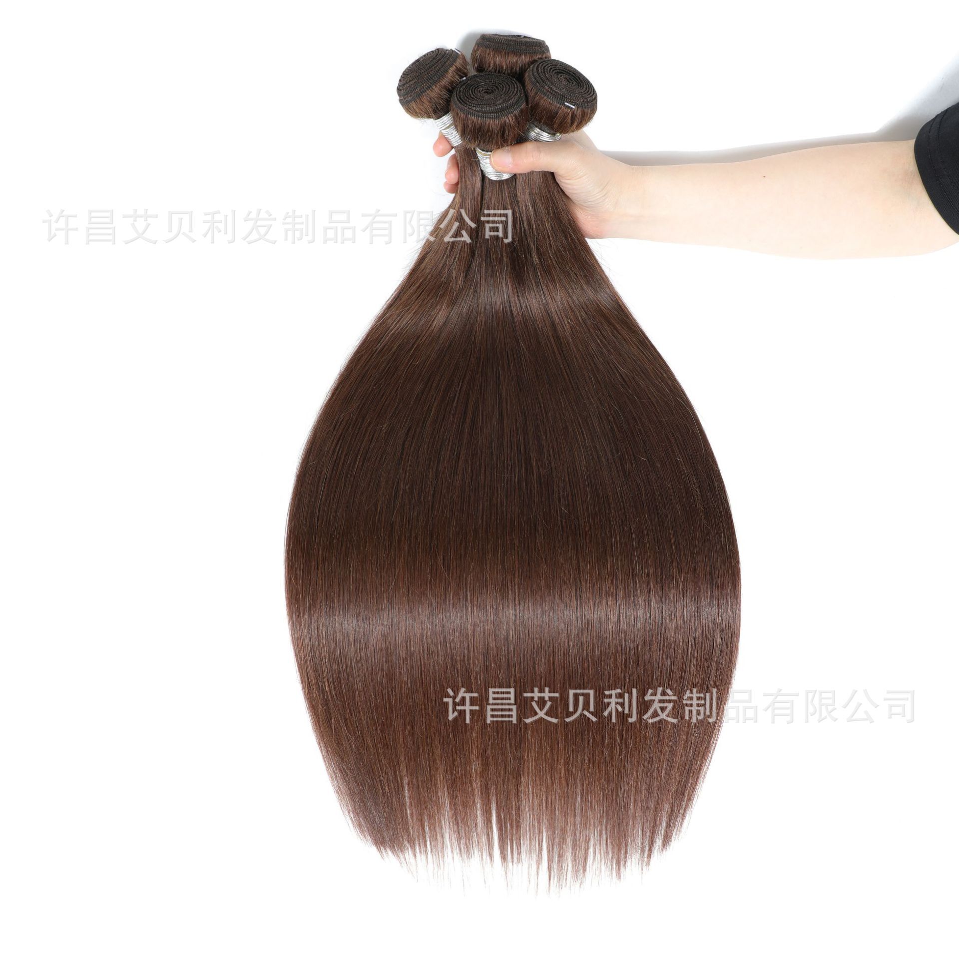 #4 straight hair bundles工廠直銷巴西真人發巧克力色直髮簾發條