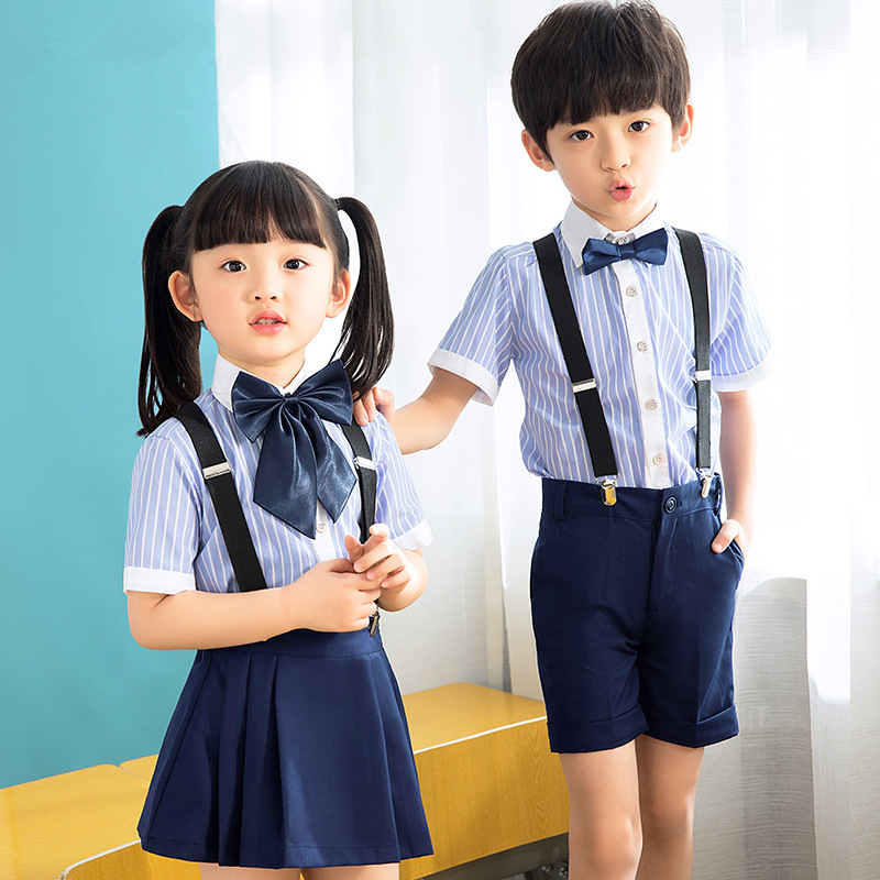 儿童演出服小学生班级大合唱表演服男童女童礼服套装背带裤园服