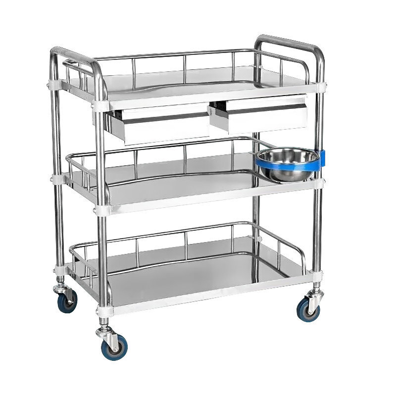 It's a company-owned, stainless steel cart for beauty change.