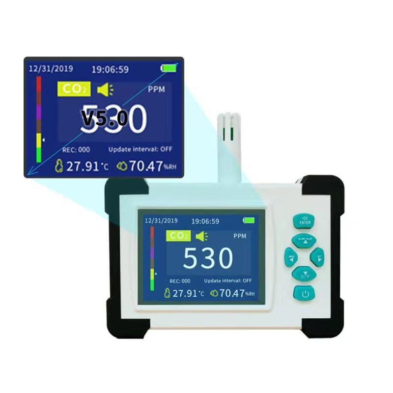 Portable analyser of air quality monitors customizing the APP multi-purpose colour screen carbon dioxide detection instrument