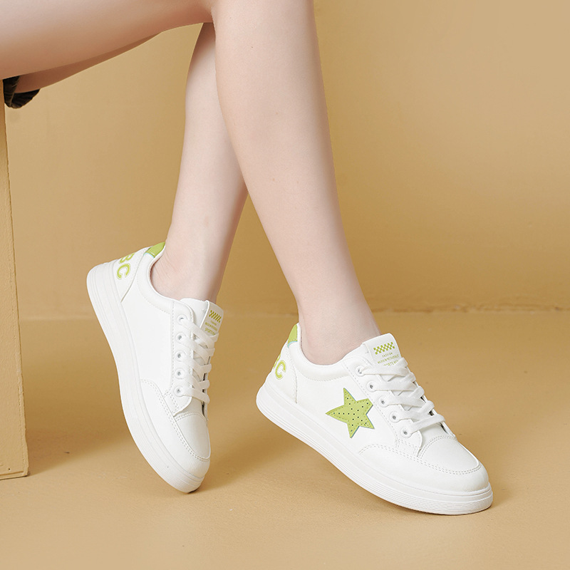 2024 Spring New White Shoes light-breathing Korean fashion students flat-bed shoes