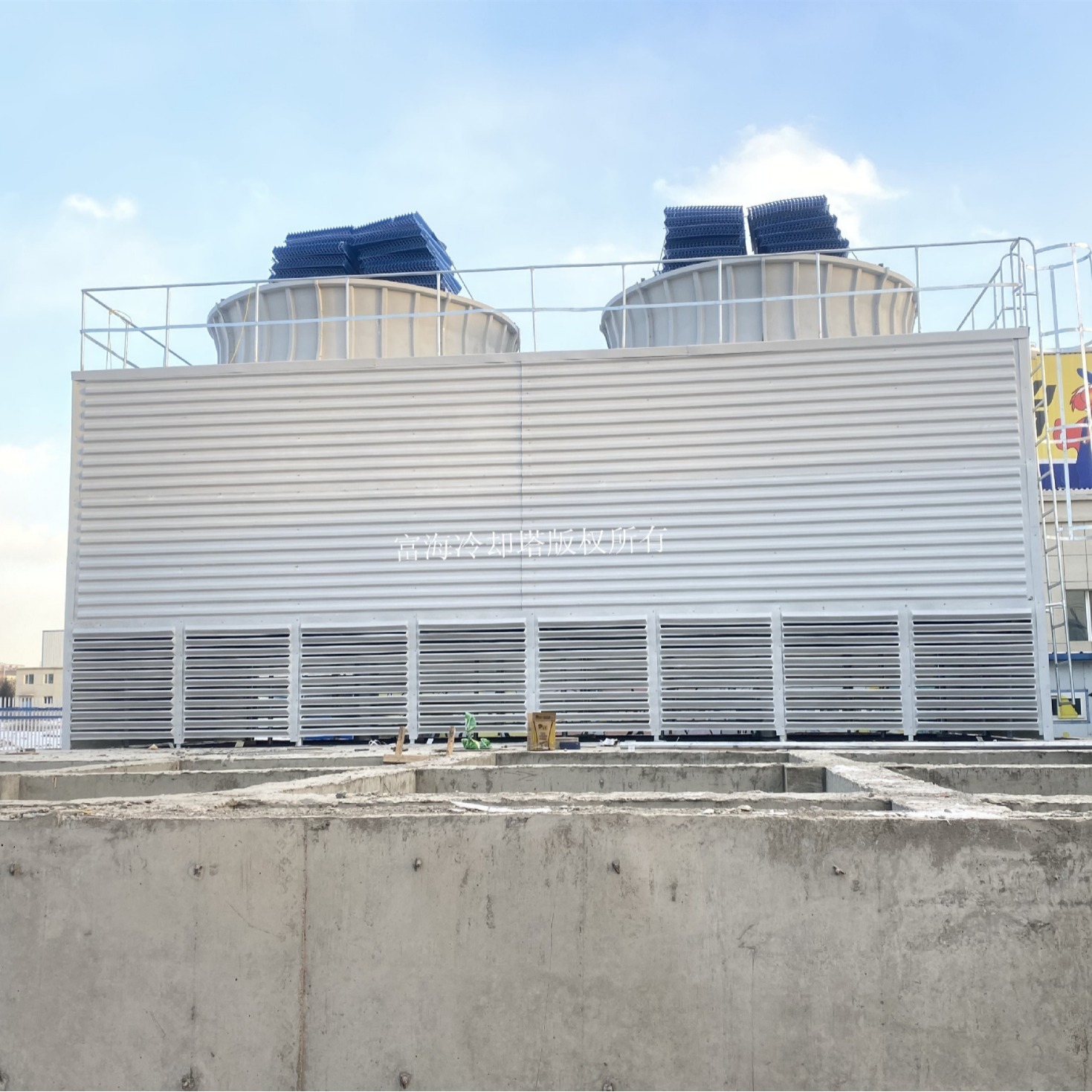 Customized square cooling towers, trans-flowing cold water towers, cooling water towers, glass steel cooling towers.