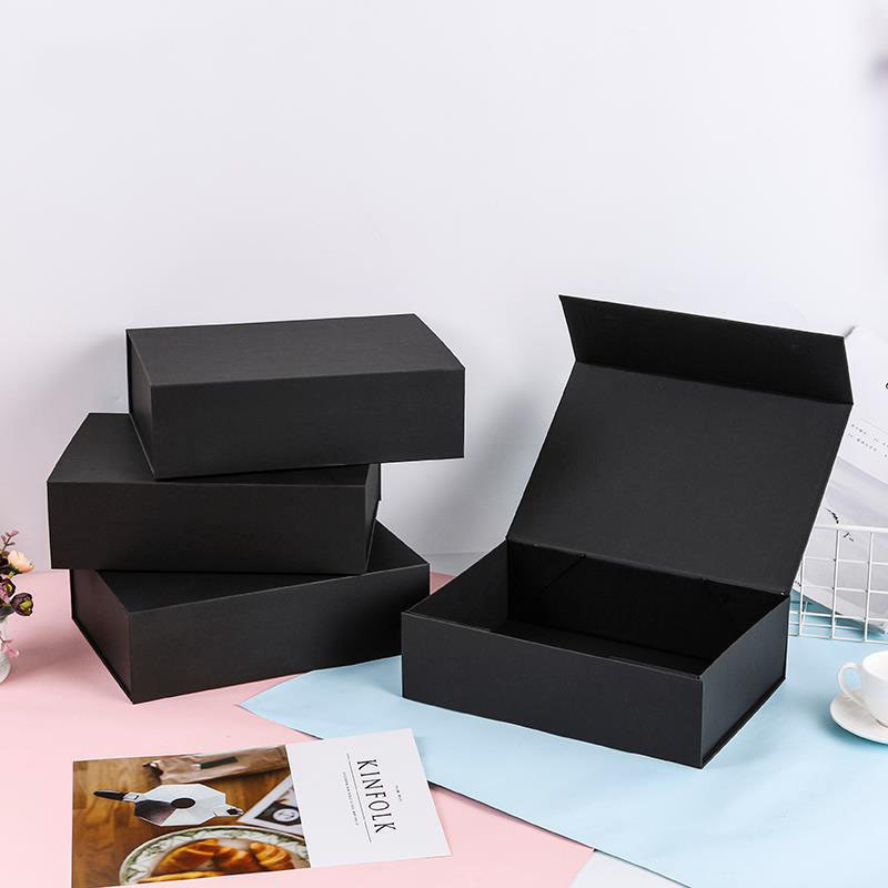 Wholesale of a single-cap wrapper box, black folding of a flower-suction box, hard-paper box gift box