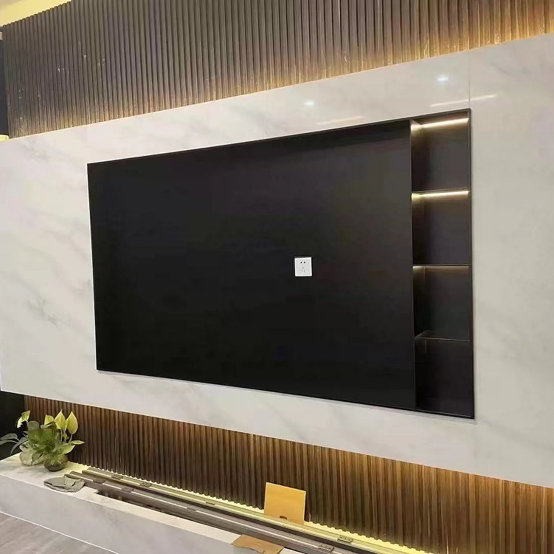 It's designed to be embedded in a single stainless steel television cabinet.