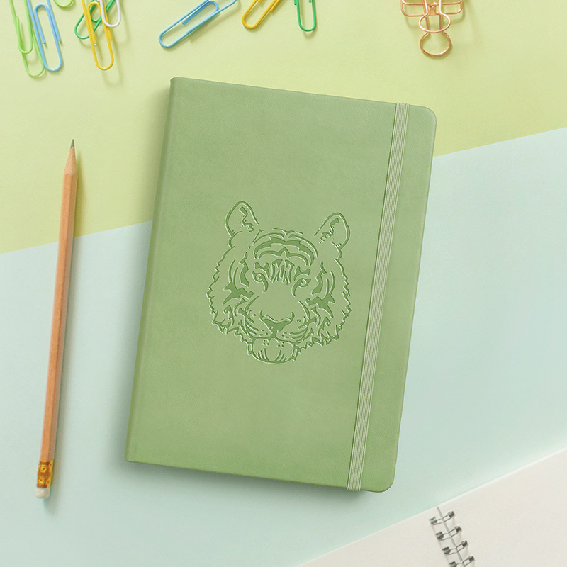 PAPERURAS Hộp sổ ghi chép năm của Tiger với chiếc A5 dây gắn liền với cuốn sổ da có ghi chú số trang