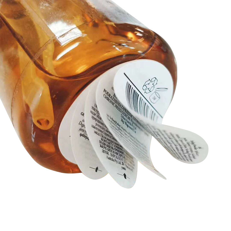 Cosmetic roller pvc double-layer non-dry glue label multi-layer folding instructions for sticky back-page label printing