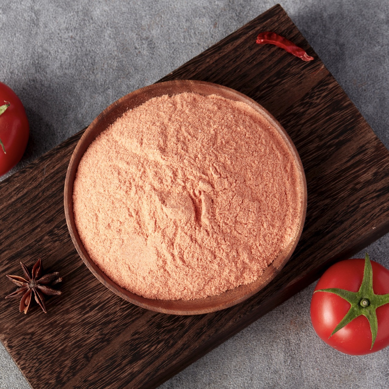 Customization of tomatoes for powdered foods, potato thaws, potato twigs, twirling corn, and powdered food.