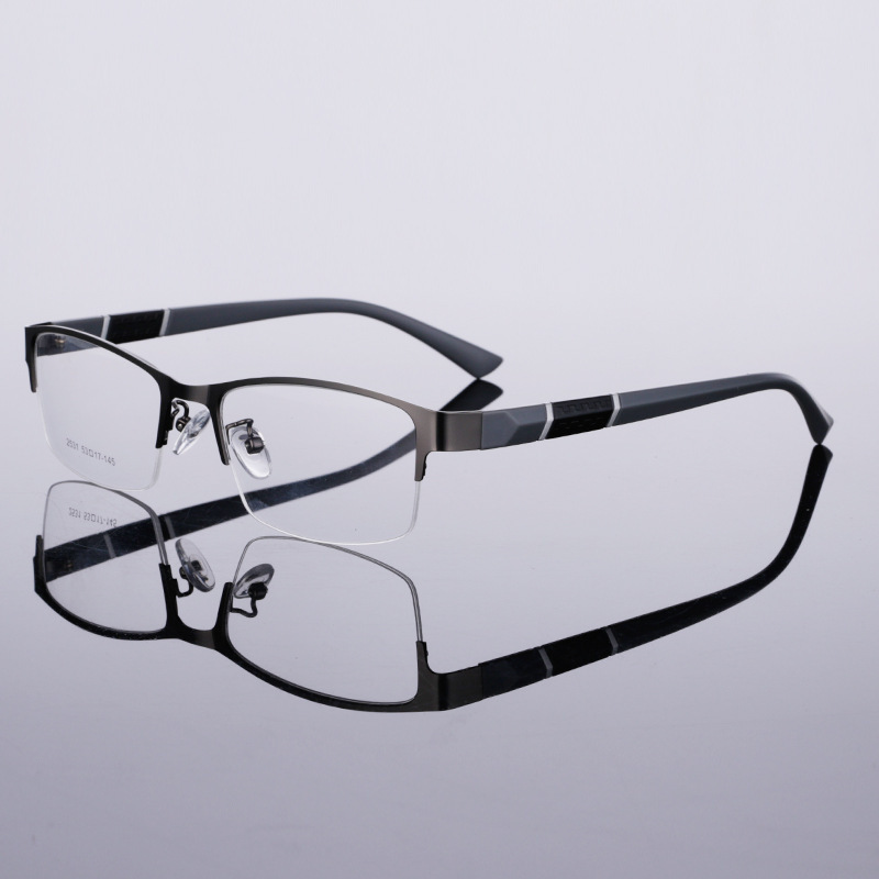 Wholesale men ' s business eyeglasses, three colours, THRG lenses, metallic lenses, semi-optical glasses.