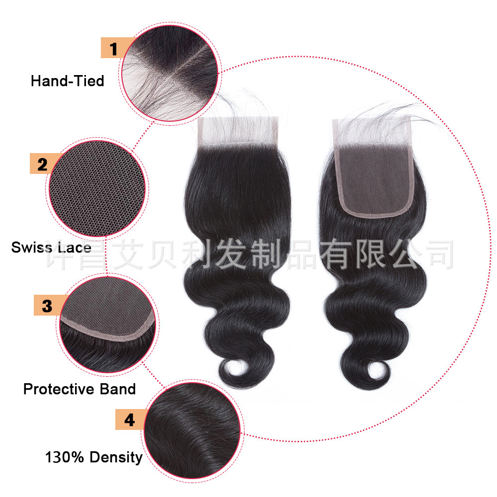 5×5 蕾絲髮塊外貿假髮全手織全真人發 body wave lace closure