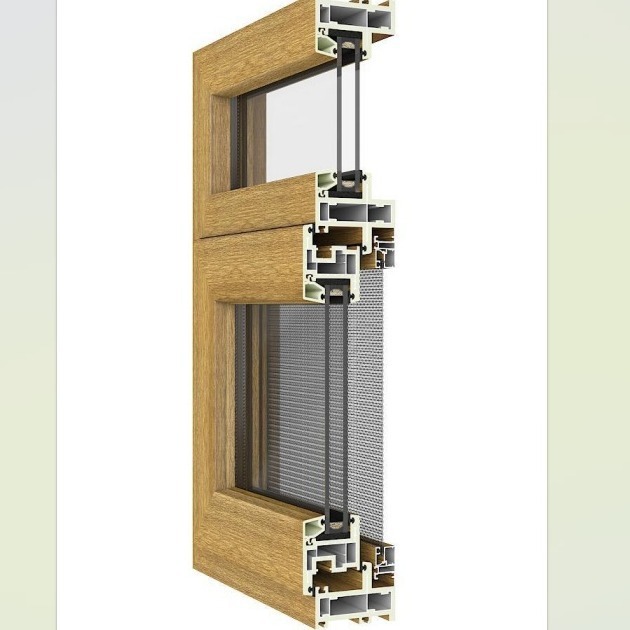 85系列铝塑共挤窗纱一体双内开窗 厂家批发 供应铝塑门窗