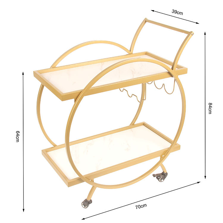 Light geometrical round-of-the-gold kitchen wooden carts, metal furniture shelf, bar cart