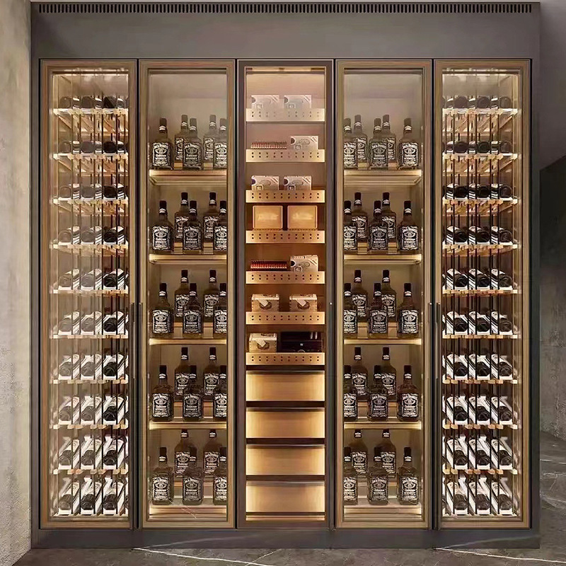 Light luxurious wine racks, high-end wine cabinets, slashed, bottled wine racks, stainless steel cabinets.