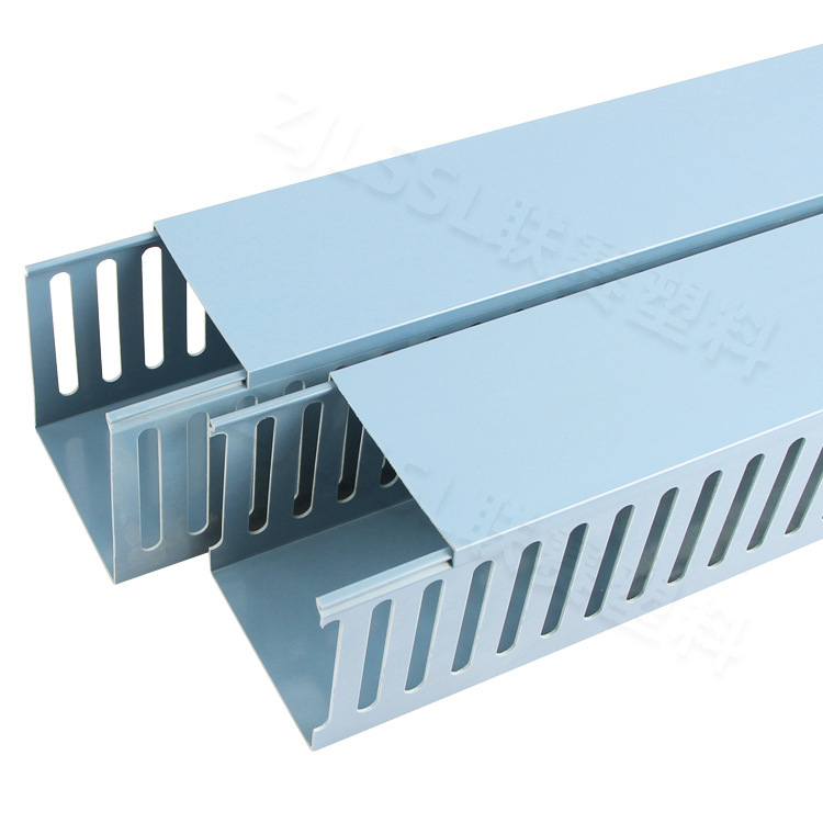 United plastic PVC slots, gray blue. Quality flame-retarding circuit cabinets at 100 mm.