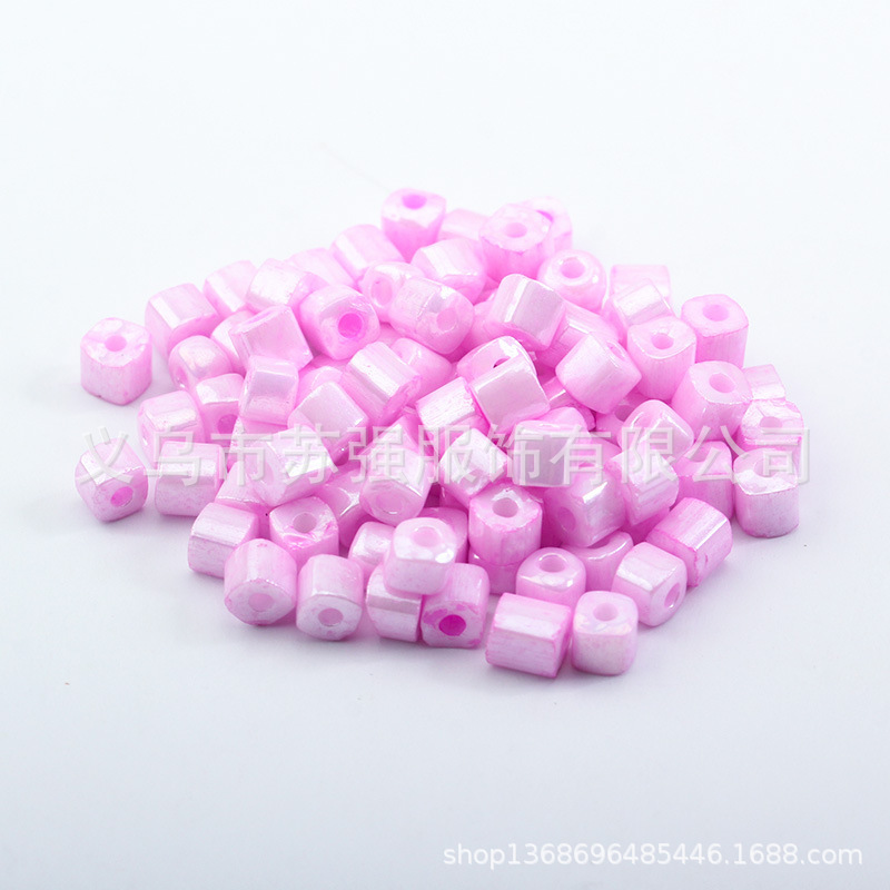 Cross-border blast card 4 glass rice beads, quadrilateral beads, diy fittings, 4*4-coloured varnished beads.