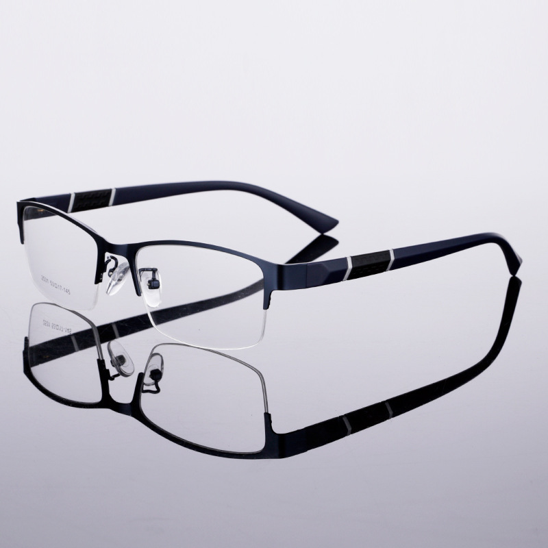 Wholesale men ' s business eyeglasses, three colours, THRG lenses, metallic lenses, semi-optical glasses.