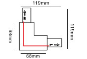 X-Track 6线3回路DALI轨道配件 6线L接头，左方向，黑色