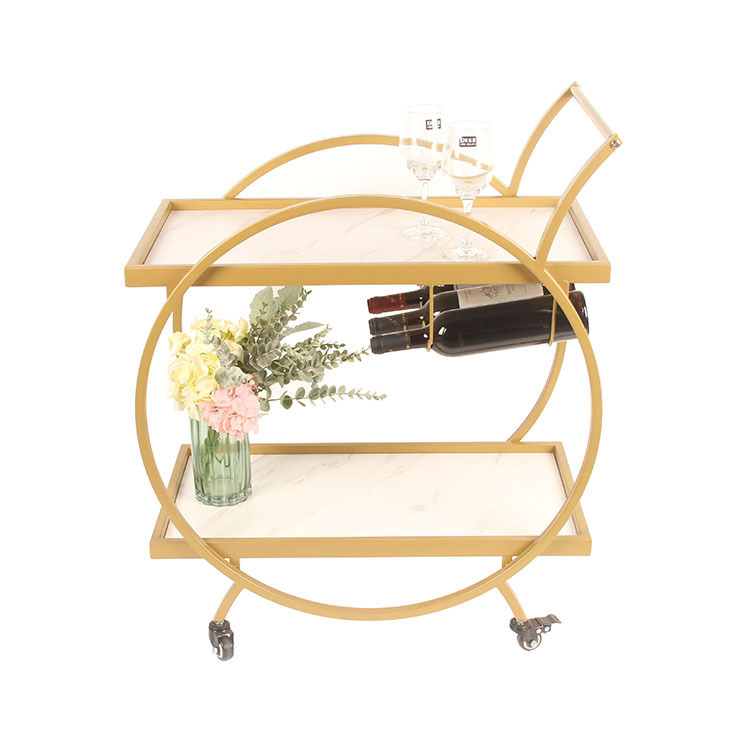 Light geometrical round-of-the-gold kitchen wooden carts, metal furniture shelf, bar cart