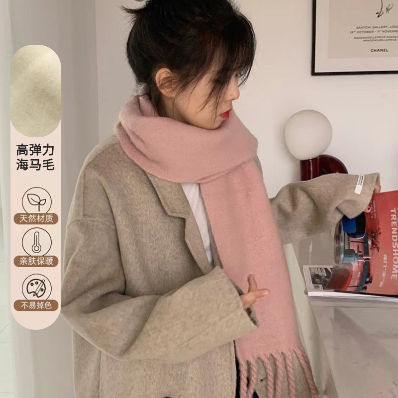 Một chiếc khăn choàng nhỏ với hai khăn choàng bên cạnh một cặp sinh viên chống mùa đông dễ thương của Hàn Quốc.