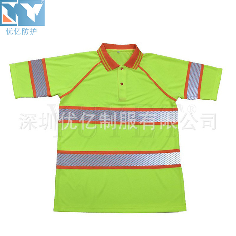 Summer fall short-sleeve reflecting-speed dry shirt protection alert for fluorescent work clothes