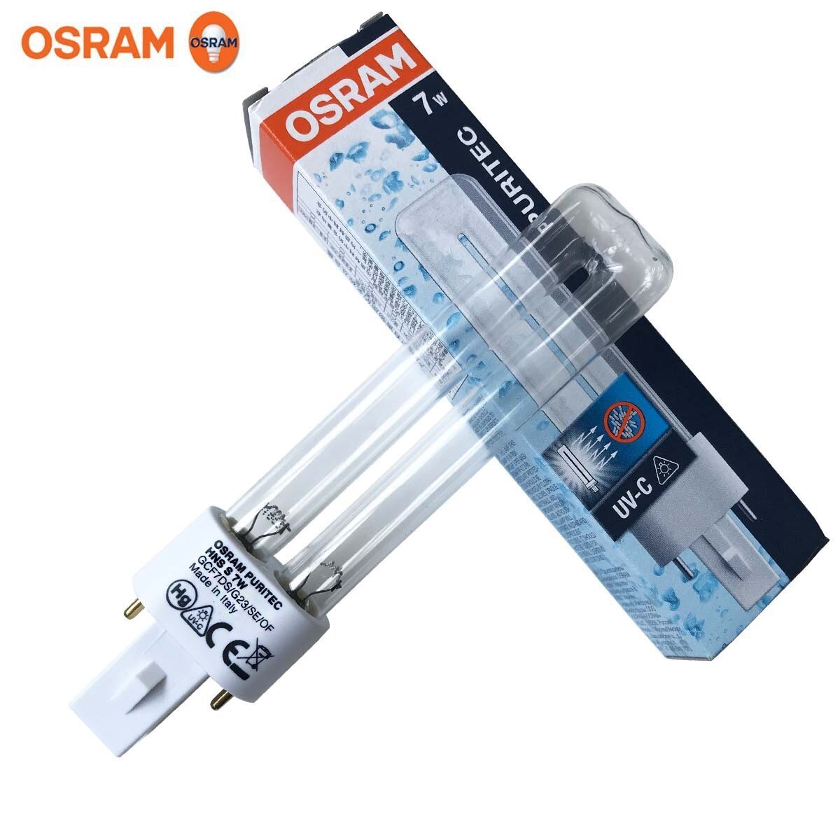 The live OSRAM Oxram UVC254nm ultraviolet light HNS S 7W G23.