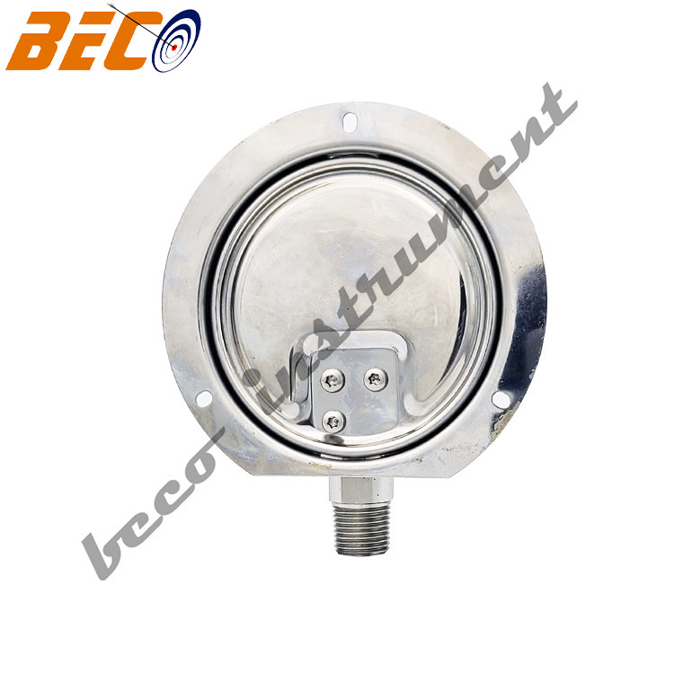 BeCO directs 100 mm 316 all stainless steel pressure gauges.