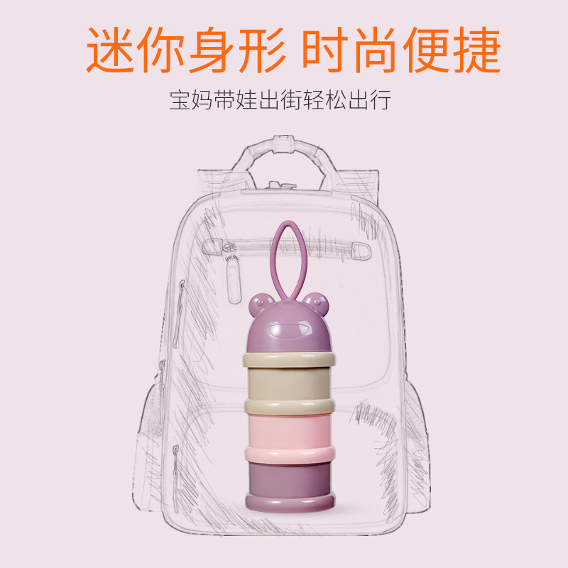 The three-storey plastic box of a baby can easily separate milk powdered children from the portable rotating milk powder box