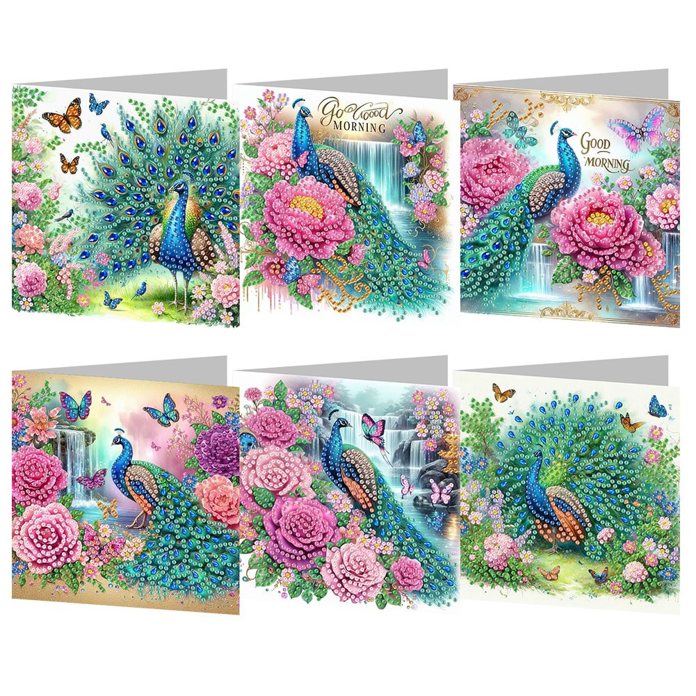 Cross-border hot-sale series of new diamond-colored card-driven, hand-driven peacock series