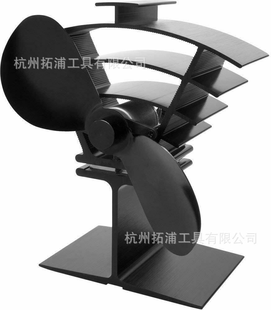 2葉木壁爐風扇 熱供電自啓動靜音風扇 跨境直供廠家貨源Stove Fan