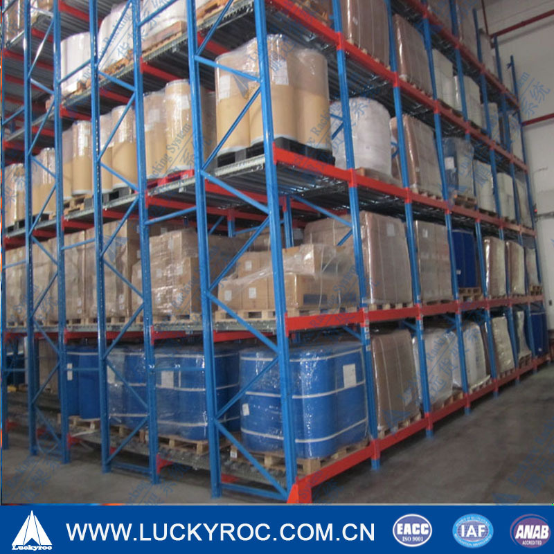 Pyramids set up a large factory warehouse with a first gravity roller storage heavy shelf.