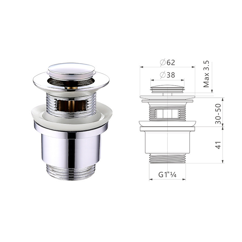 方盖下水器弹跳下水头1 1/4尺寸 欧洲认证出口下水器厂家下水管