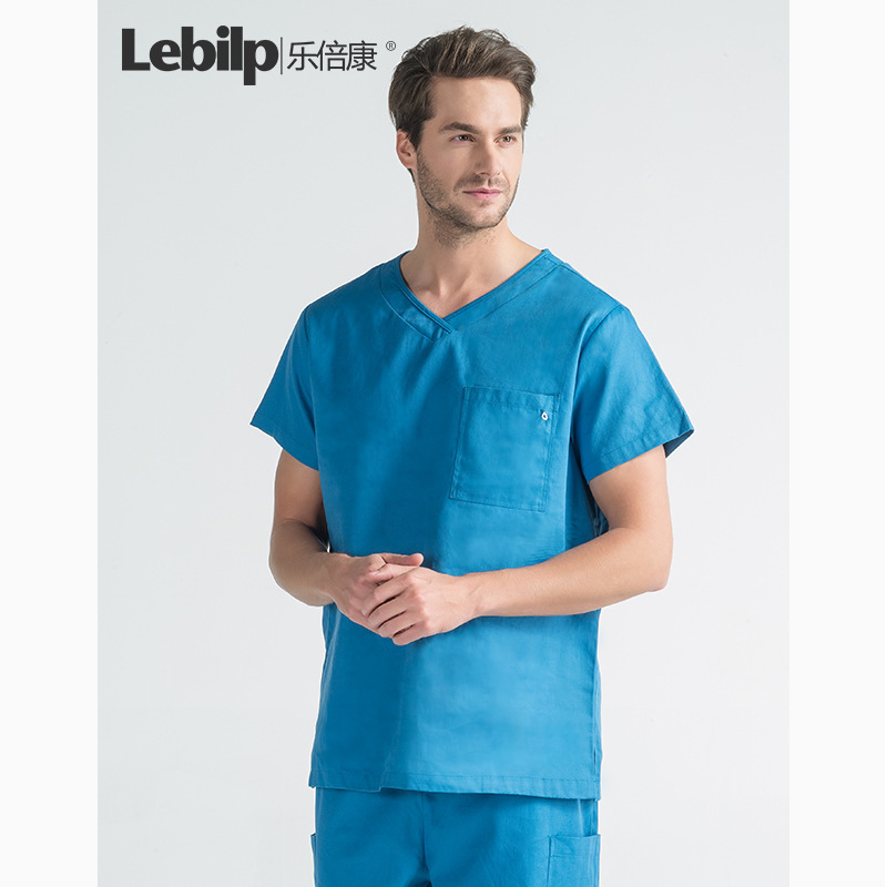 Lebecon wash short-sleeved men and women in pure cotton brushing, doctor nurse's work clothes with radish greens on top