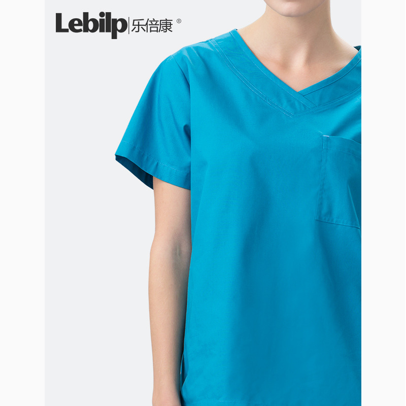 Lebecon wash short-sleeved men and women in pure cotton brushing, doctor nurse's work clothes with radish greens on top