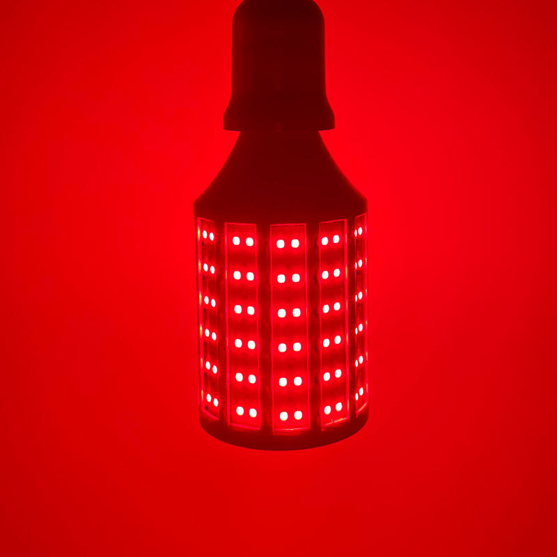 High-profile red LED lighthouse. E27 screws of corn lamp.